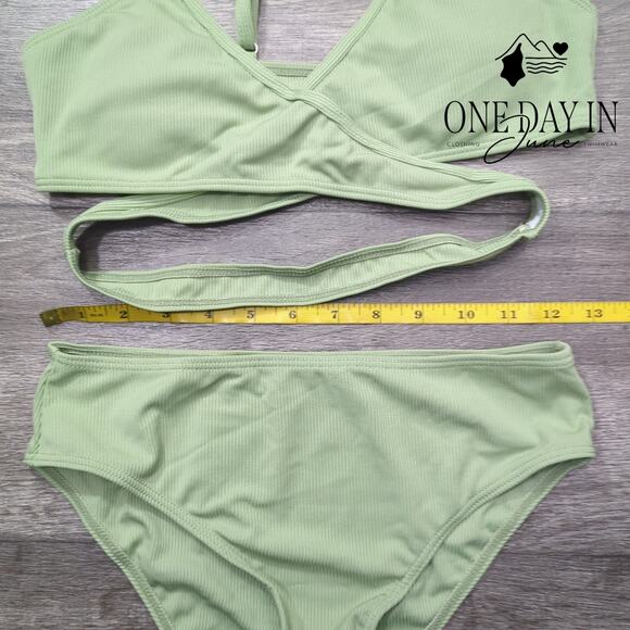 CharmLeaks Ribbed Cross Front Bikini Swimsuit Size 15-16Y - Picture 2 of 4